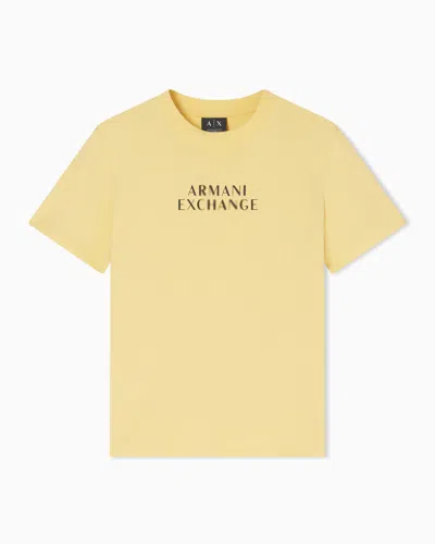 Armani Exchange Regular Fit Cotton T-shirt In Yellow