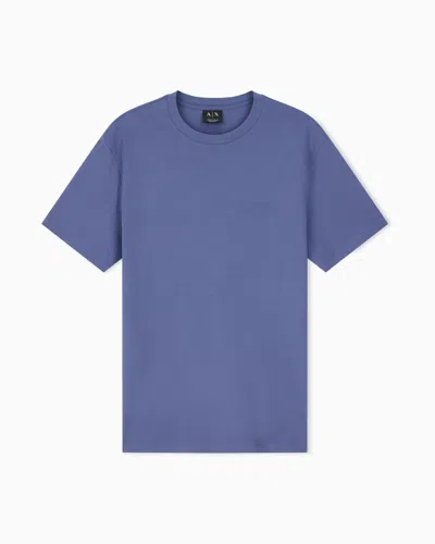 Armani Exchange Regular Fit Cotton T-shirt With A Chest Logo Essential In Blue
