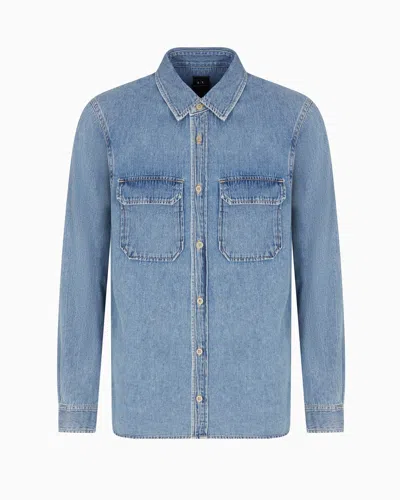 Armani Exchange Regular Fit Denim Shirt In Blue