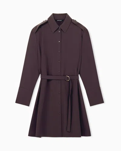 Armani Exchange Regular Fit Dress In Recycled Crepe In Brown