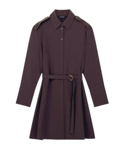 Armani Exchange Regular Fit Dress In Recycled Crepe In Burgundy