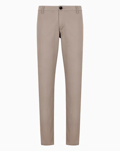 Armani Exchange Regular Fit Gabardine Trousers In Beige