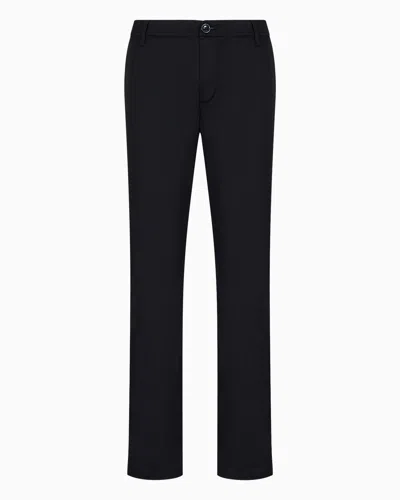 Armani Exchange Regular Fit Gabardine Trousers In Black