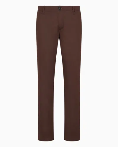 Armani Exchange Official Store Chino Trousers In Cotton Gabardine In Blue