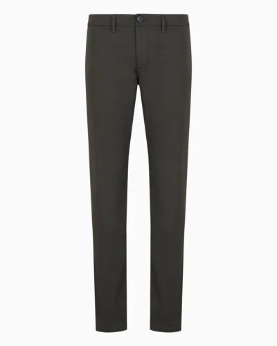 Armani Exchange Regular Fit Gabardine Trousers In Brown