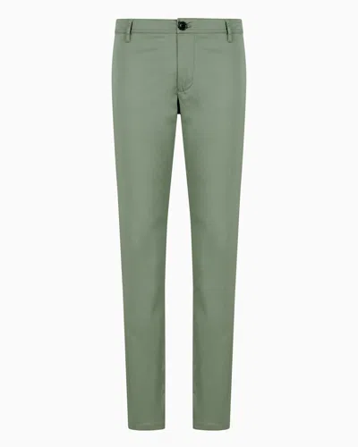 Armani Exchange Regular Fit Gabardine Trousers In Green