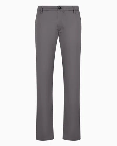 Armani Exchange Regular Fit Gabardine Trousers In Grey