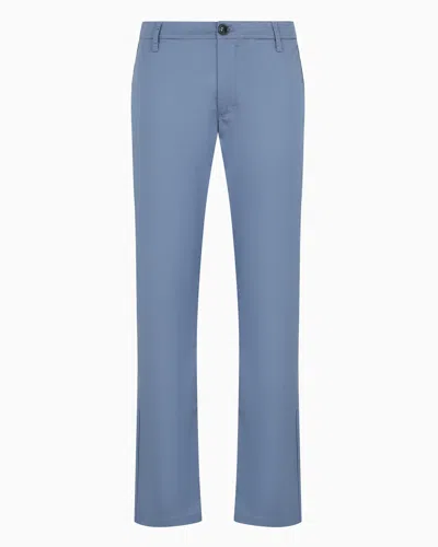 Armani Exchange Regular Fit Gabardine Trousers In Light Blue