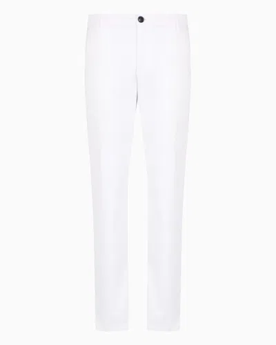Armani Exchange Regular Fit Gabardine Trousers In White