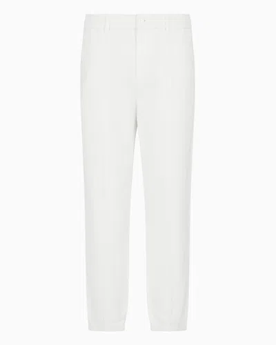 Armani Exchange Regular Fit Gabardine Trousers In White