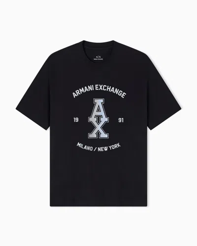 Armani Exchange Regular Fit Graphic Logo T-shirt In Black