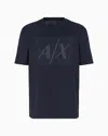Armani Exchange Regular Fit Heavy Cotton T-shirt With Stencil Logo In Navy Blue