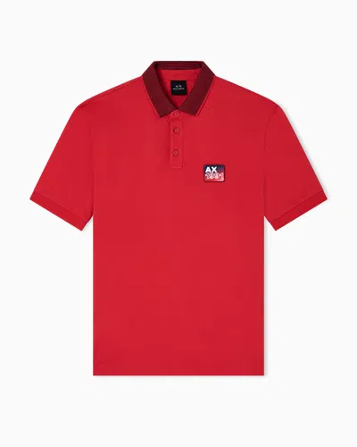 Armani Exchange Regular Fit Jersey Polo Shirt In Red