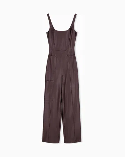 Armani Exchange Regular Fit Jumpsuit With Outer Coating And Rib Details In Brown