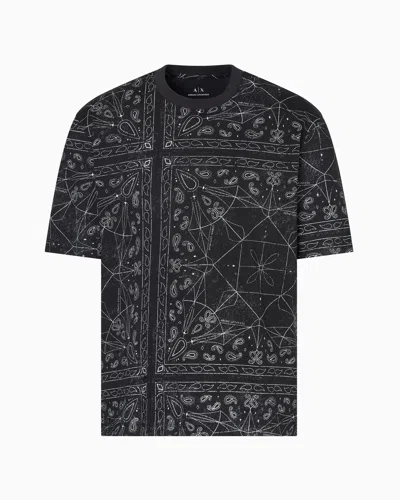 Armani Exchange Regular Fit Kaleidoscope Patterned T-shirt In Black