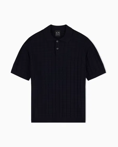 Armani Exchange Regular Fit Knit Polo In Viscose Mix In Multi
