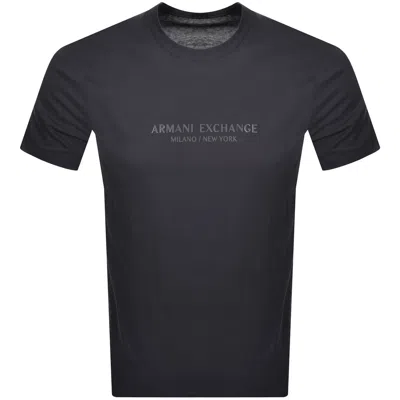 Armani Exchange Regular Fit Logo T Shirt Navy In Black