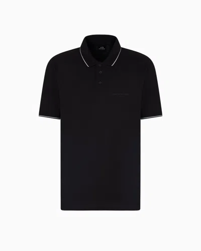 Armani Exchange Regular Fit Mercerised Cotton Polo In Black