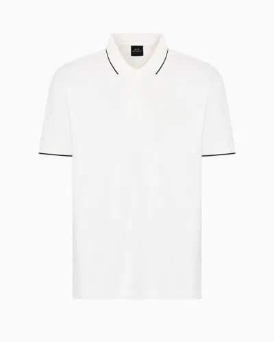 Armani Exchange Regular Fit Mercerised Cotton Polo In White