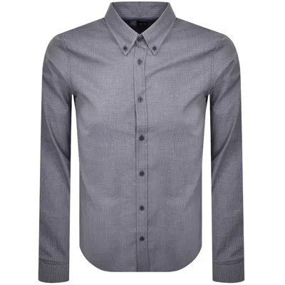 Armani Exchange Regular Fit Patterned Shirt Blue