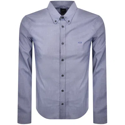 Armani Exchange Regular Fit Patterned Shirt Blue