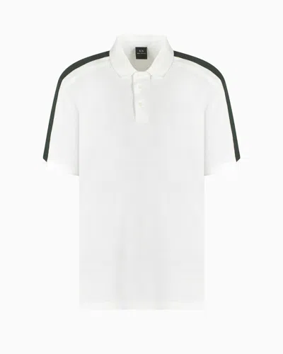 Armani Exchange Regular Fit Piquet Polo With Shoulder Bands In White
