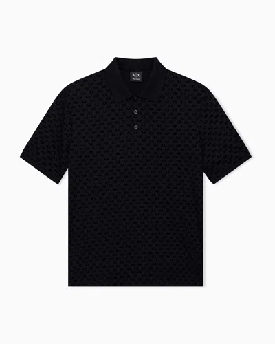 Armani Exchange Regular Fit Polo Shirt In Cotton Jersey In Black