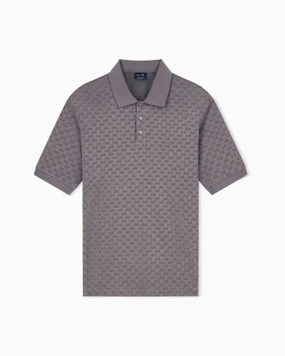 Armani Exchange Regular Fit Polo Shirt In Cotton Jersey In Gray