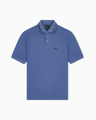 Armani Exchange Regular Fit Polo Shirt In Cotton Piqué With Rib Details In Multi