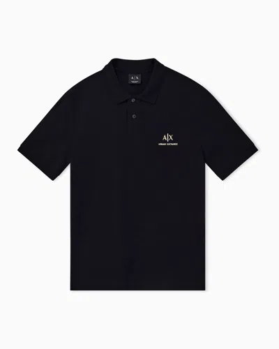 Armani Exchange Regular Fit Polo Shirt In Cotton Piquet In Black