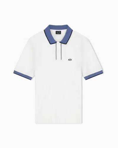 Armani Exchange Regular Fit Polo Shirt In Cotton Piquet In White