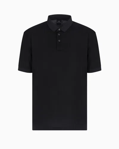 Armani Exchange Regular Fit Polo Shirt In Mercerised Cotton In Animal Print