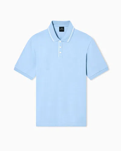 Armani Exchange Regular Fit Polo Shirt In Stretch Jersey In Blue