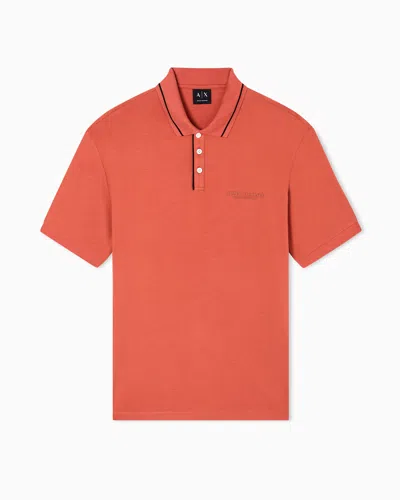 Armani Exchange Regular Fit Polo Shirt In Stretch Jersey In Orange