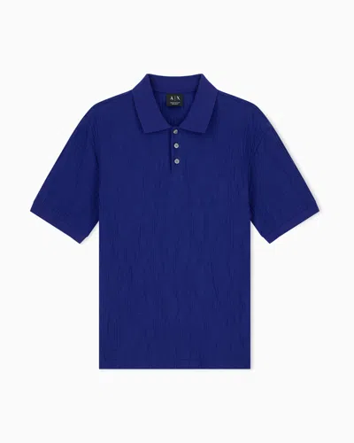 Armani Exchange Regular Fit Polo Shirt Mercerized Cotton Jersey In Blue
