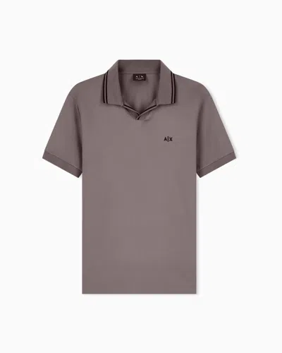 Armani Exchange Regular Fit Polo Shirt Mercerized Cotton Jersey In Brown