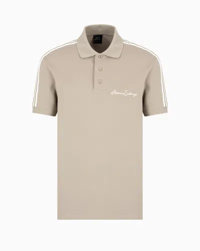 Armani Exchange Regular Fit Polo Shirt With Signature Logo In Neutral