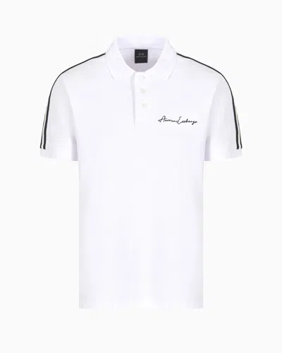 Armani Exchange Official Store Regular Fit Polo Shirt With Signature Logo In White