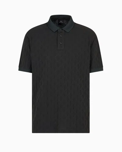 Armani Exchange Regular Fit Polo Shirt With Tone-on-tone Allover Logo In Green