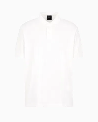 Armani Exchange Regular Fit Polo Shirt With Tone-on-tone Allover Logo In White