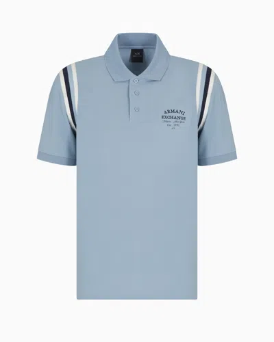 Armani Exchange Regular Fit Polo With Contrasting Stripes In Light Blue