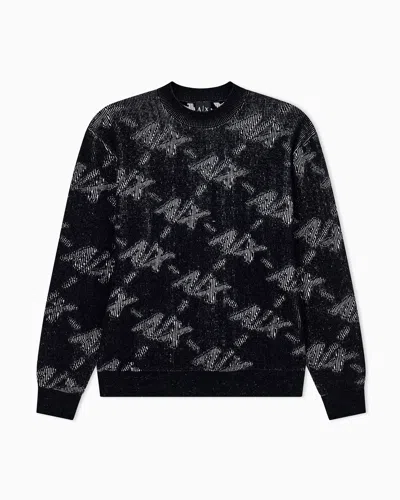 Armani Exchange Regular Fit Pullover In Viscose Blend In Black
