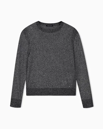 Armani Exchange Regular Fit Pullover Metallic Knitted Viscose In Gray