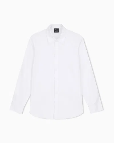 Armani Exchange Regular Fit Shirt In Cotton Jacquard In White