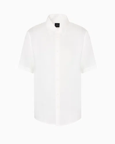 Armani Exchange Regular Fit Shirt In Lyocell Twill In White
