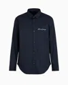 Armani Exchange Regular Fit Shirt In Stretch Satin Cotton In Blue
