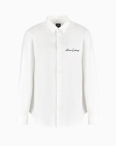 Armani Exchange Official Store Regular Fit Shirt In Stretch Satin Cotton In White