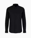 Armani Exchange Official Store Slim Fit Stretch Lyocell Twill Button Up Shirt In Black