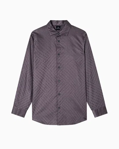 Armani Exchange Regular Fit Shirt With Allover Logo In Purple