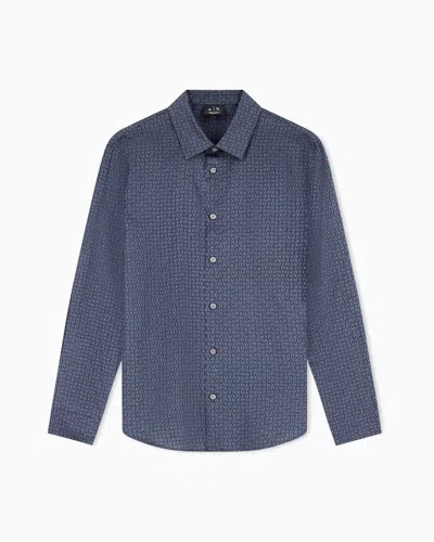 Armani Exchange Regular Fit Shirt With Lettering Logo In Blue